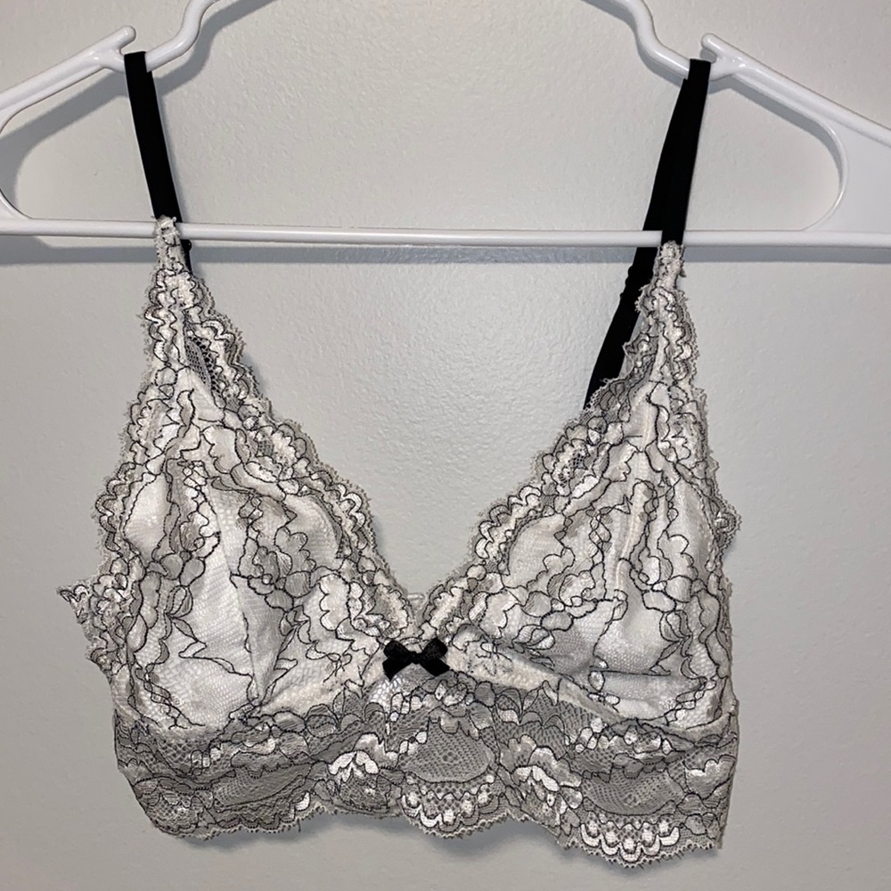White and black lace bralette